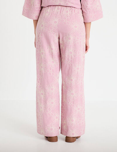 Pantalon large taille standard rose clair femme