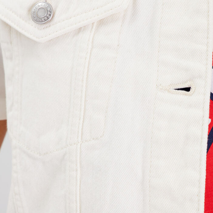 Veste droite en jean ecru femme