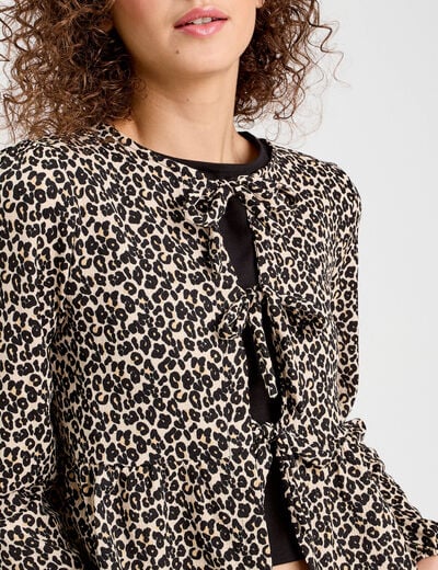 Blouse nouée manches longues blanc femme