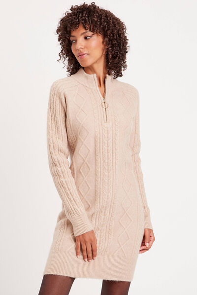Robe pull col camionneur sable femme