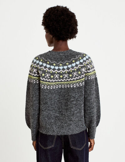 Gilet manches longues gris fonc&eacute; femme