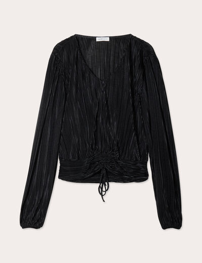 Blouse plissée noir femme