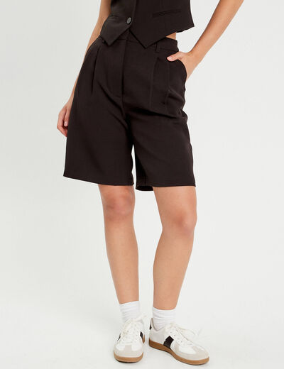 Bermuda large pinces noir femme