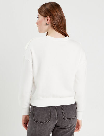 Sweat manches longues noeud ecru femme