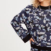 Pull manches longues col rond bleu marine femme