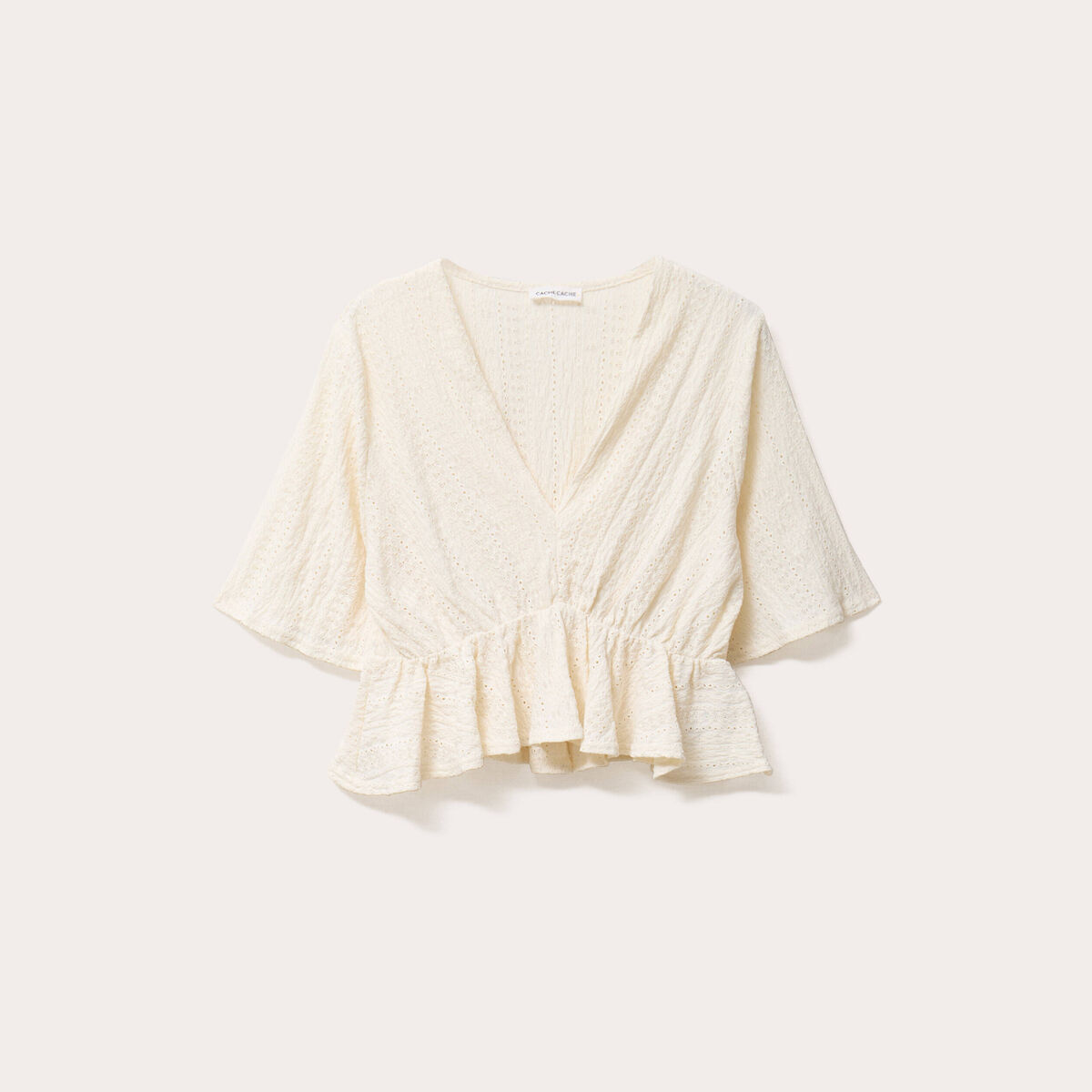 Blouse manches courtes ecru femme