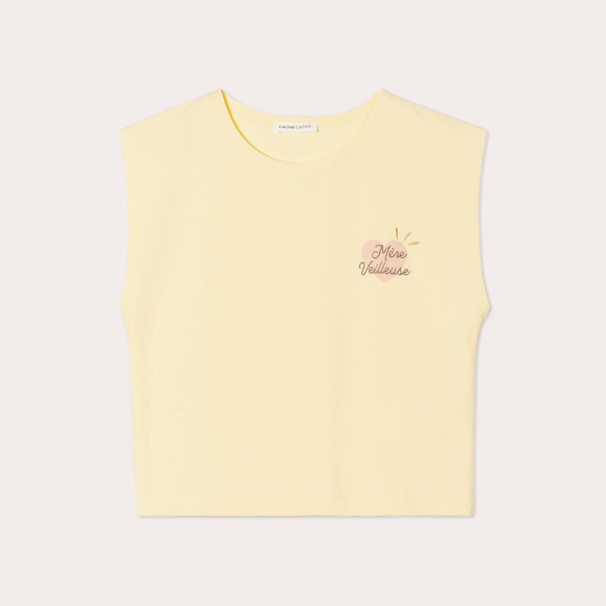 T-shirt manches courtes jaune clair femme