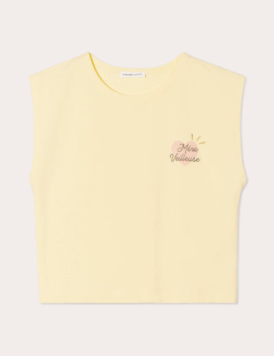 T-shirt manches courtes jaune clair femme