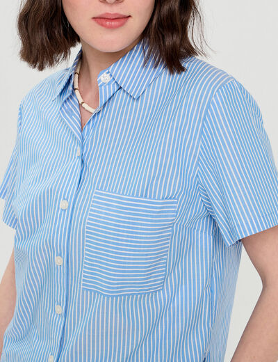 Chemise manches courtes bleu femme