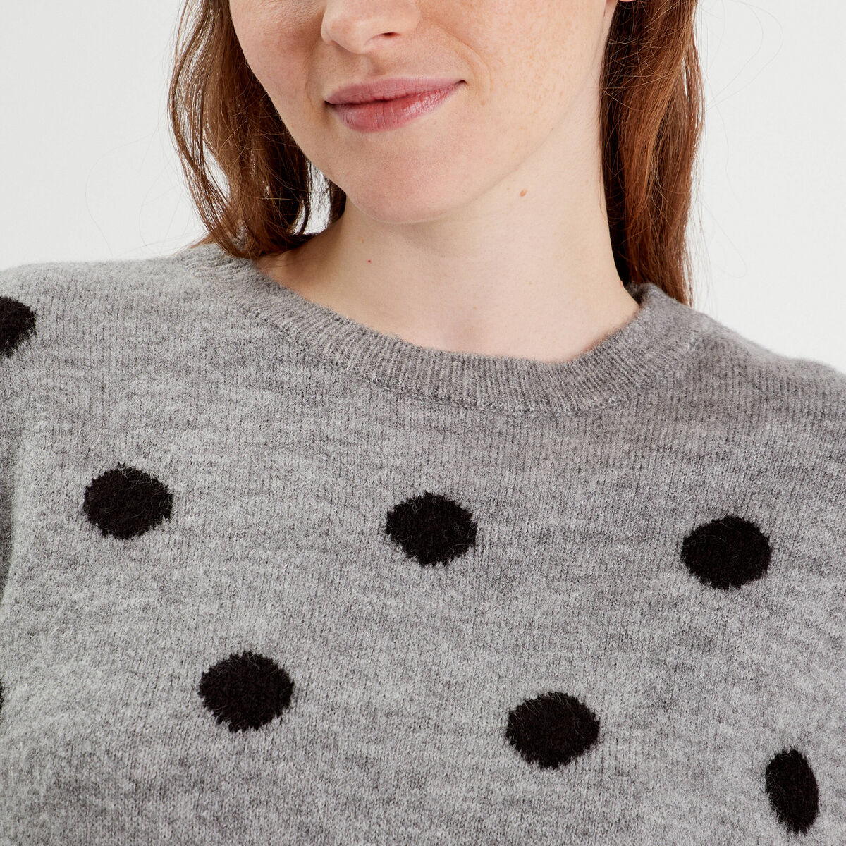 Pull manches longues gris foncé femme