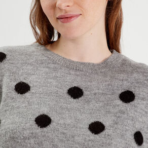 Pull manches longues gris foncé femme