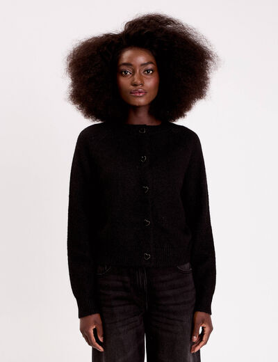 Gilet boutons coeur noir femme