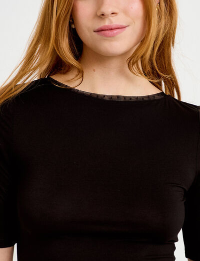 T-shirt ajust&eacute; manches courtes noir femme