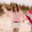 Short en jean avec broderie ecru femme