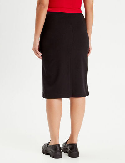 Jupe midi droite zippée noir femme