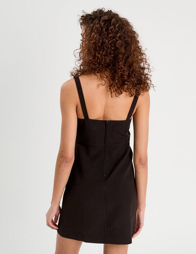 Robe droite détail noeud noir femme