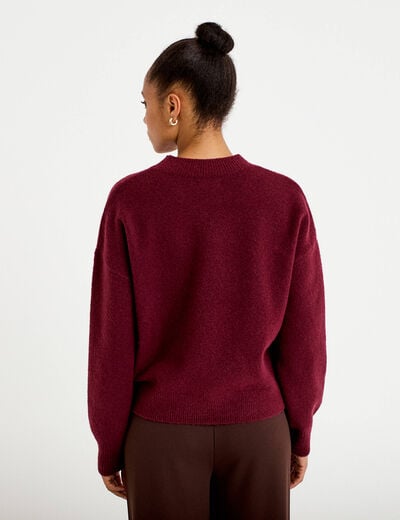 Pull col rond bordeaux femme