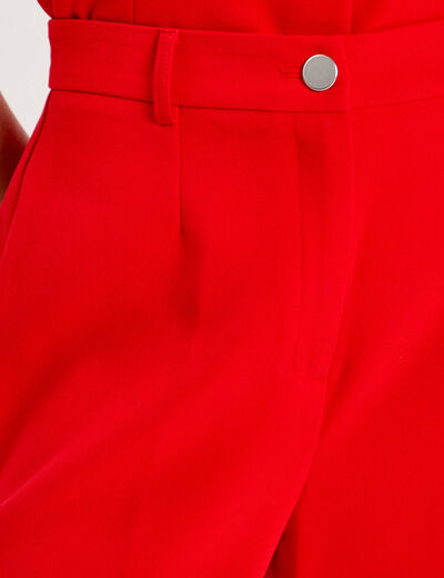 Pantalon city large rouge femme