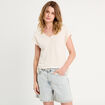 T-shirt ajouré détails cordons ecru femme