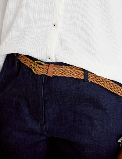 Jeans chino avec ceinture denim brut femme