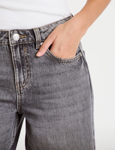Jean wide leg taille basse denim gris femme