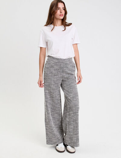 Pantalon large en tweed gris femme
