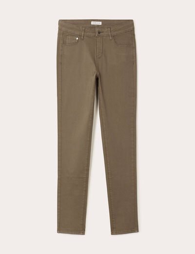Jeans slim 5 poches vert kaki femme