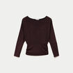 Top droit col bateau manches longues violet fonc&eacute; femme