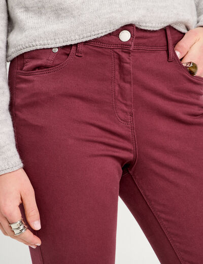 Jeans slim 5 poches violet fonc&eacute; femme