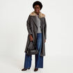 Manteau droit mi-long &agrave; manches longues gris femme