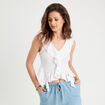 Top sans manches volants blanc femme