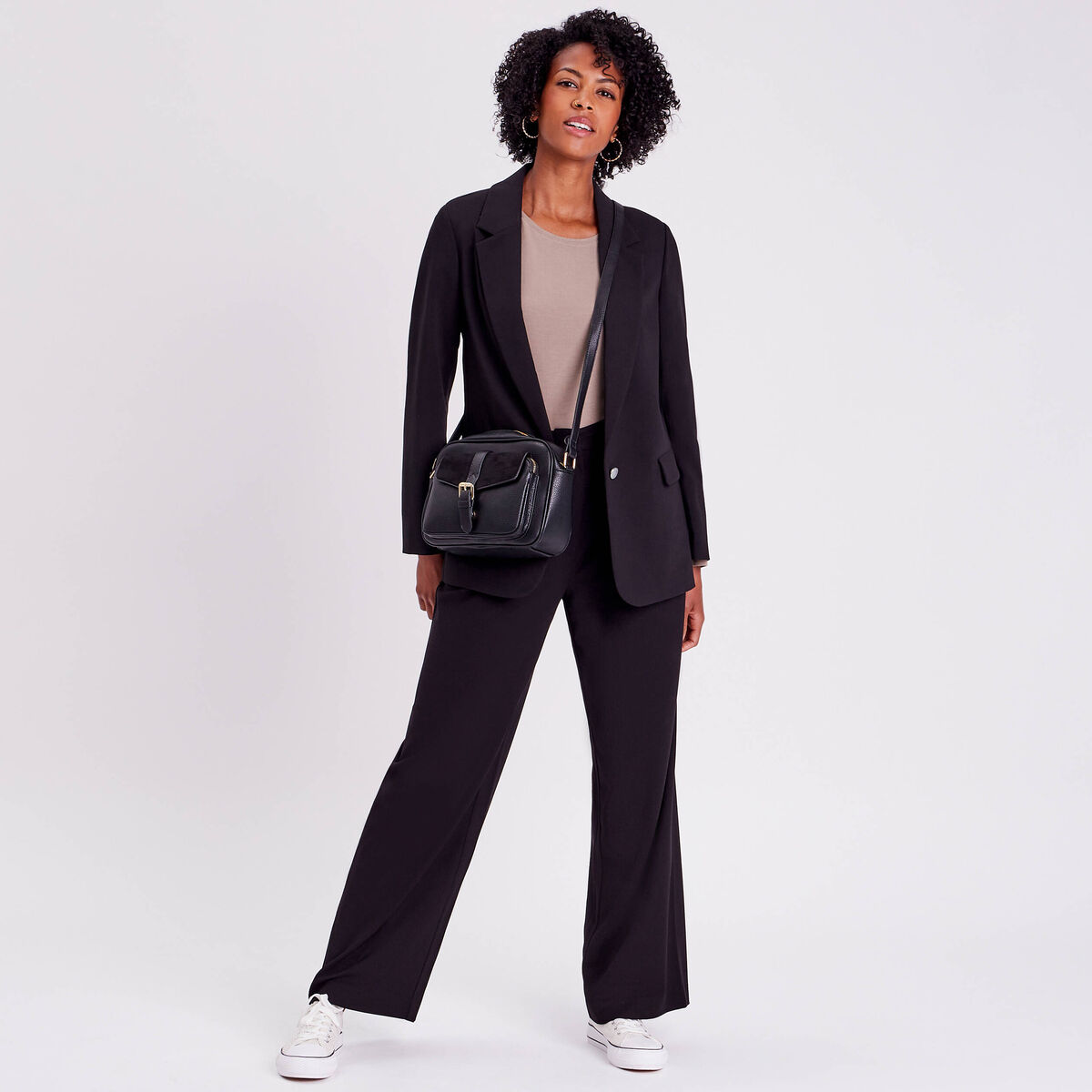 Veste blazer droite fluide noir femme