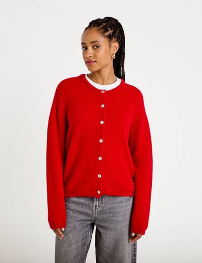 Gilet manches longues rouge femme