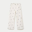 Pantalon wide leg taille haute velours blanc femme