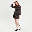 Robe évasée col polo noir femme