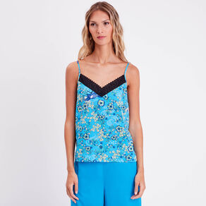 debardeur avec dentelle bleu clair femme Débardeur avec dentelle bleu clair femme