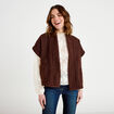 Gilet polaire manches courtes marron fonc&eacute; femme