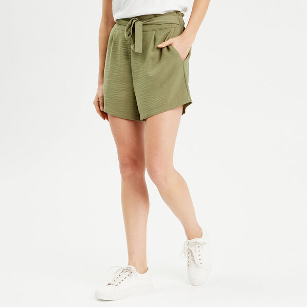 short droit taille haute vert kaki femme Short droit taille haute vert kaki femme