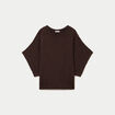 Pull oversize col rond manches courtes marron fonc&eacute; femme
