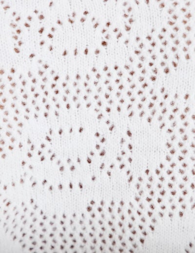 Pull ajour&eacute; p&eacute;plum manches longues ecru femme