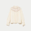 Blouse droite manches longues pliss&eacute;e ivoire femme