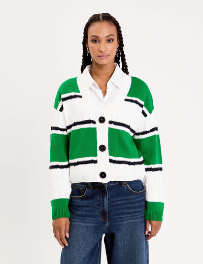 gilet manches longues vert femme
