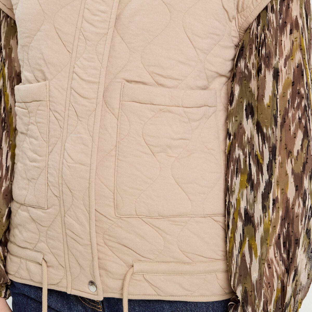 Veste sans manches matelassée taupe femme