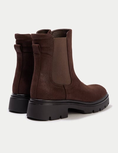 Bottines aspect daim marron femme