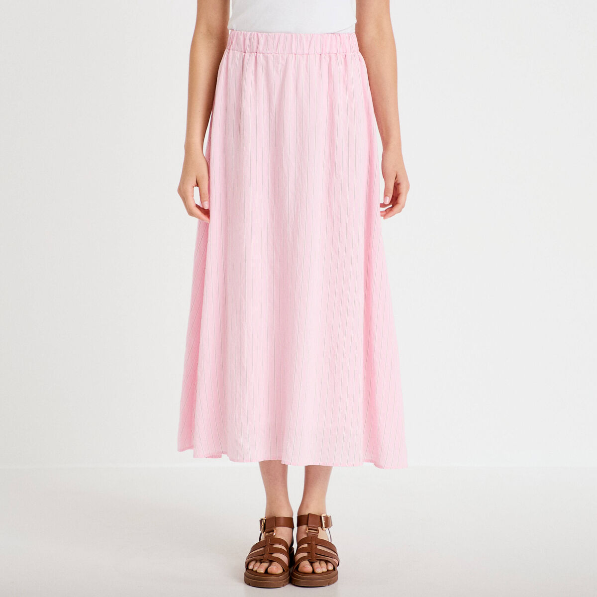 Jupon &eacute;vas&eacute; longueur 3/4 rose femme