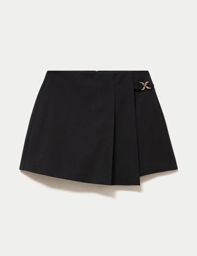 Jupe-short taille haute noir femme