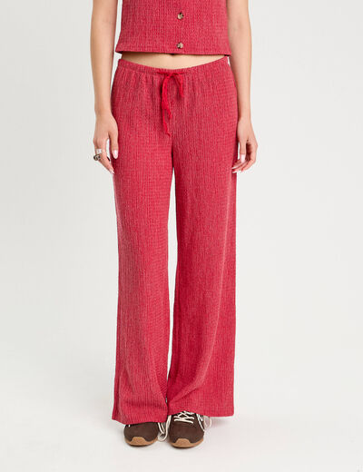 Pantalon large rouge foncé femme