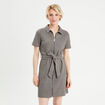 Robe droite zippée ceinturée blanc femme