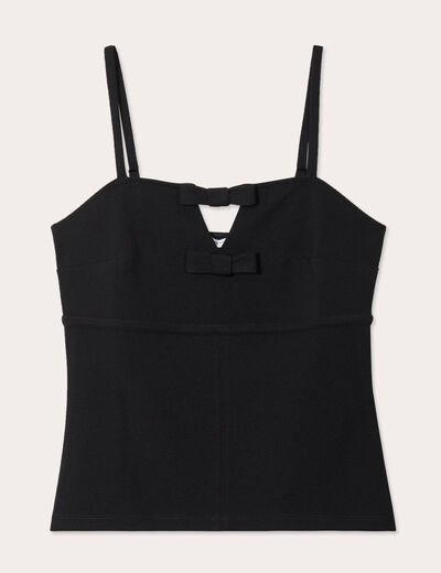 Débardeur détails noeuds noir femme