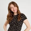 T-shirt manches courtes ajusté noir femme